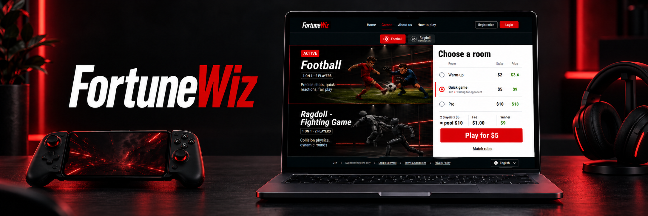 FortuneWiz one-on-one gaming platform